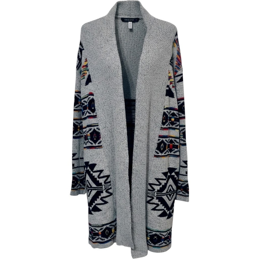 Northern Angel Women XL Southwestern Tribal Open Front Cardigan Gray Knit Boho